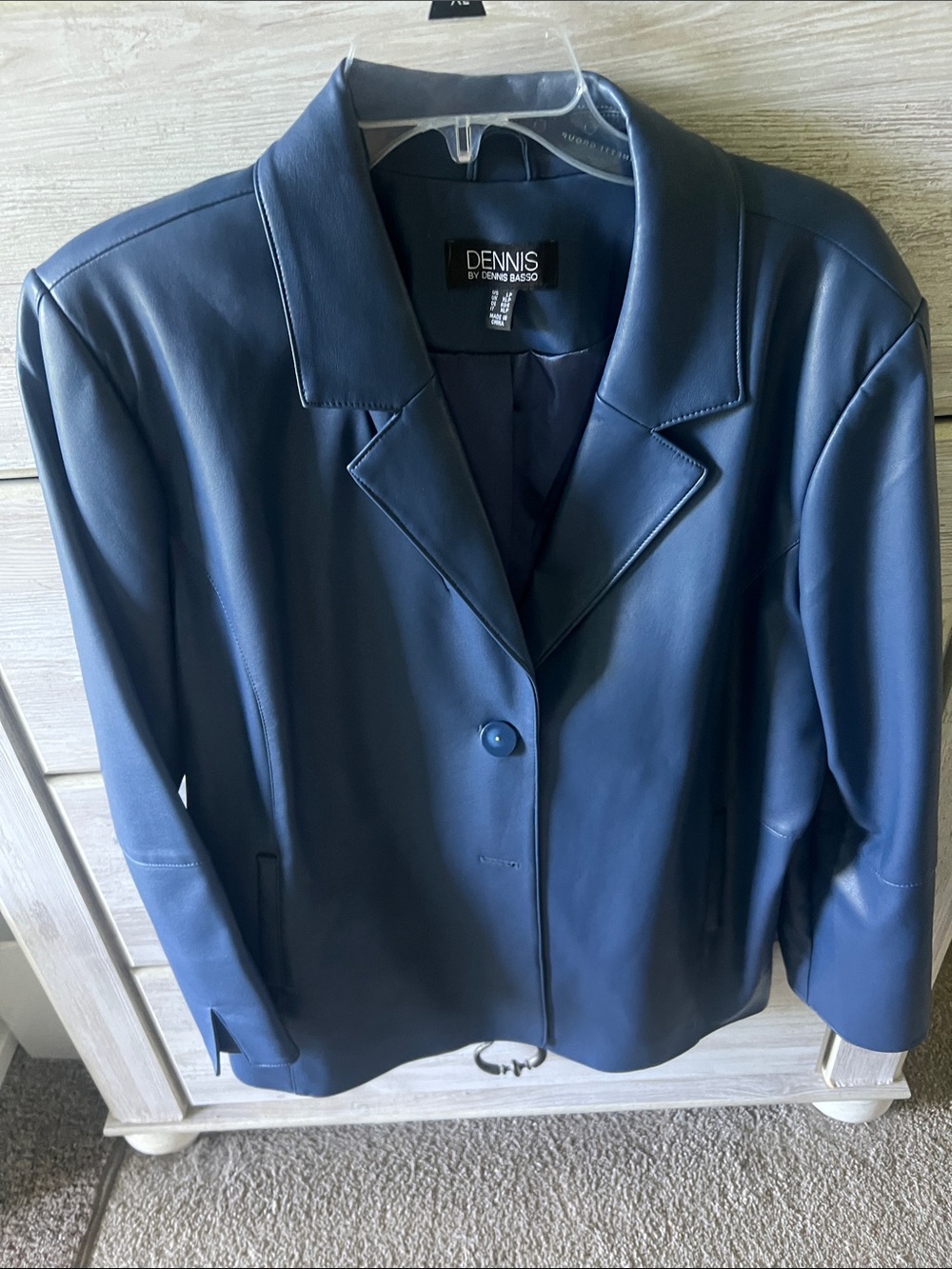 Dennis by Dennis Basso Blue Leather Blazer - Picture 2 of 2